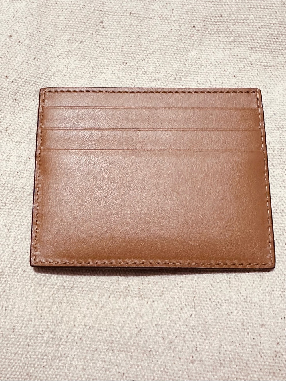 Prada | Card Case | Prada Caramel Leather Card Case with Gold Logo - Picture 2 of 6